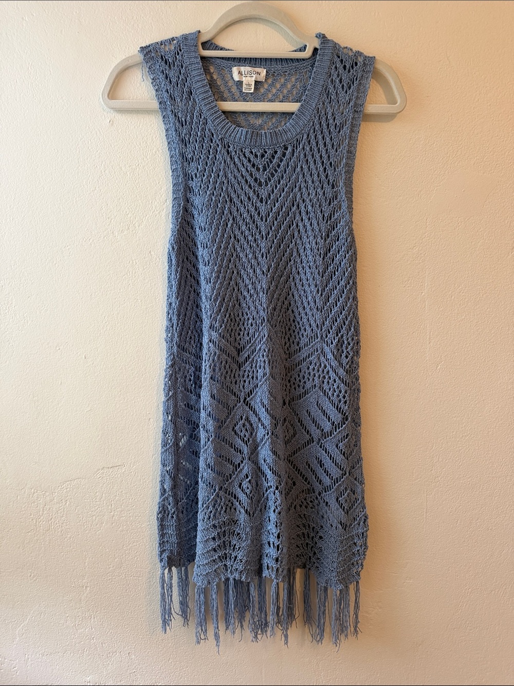 Crochet Fringe Blue Cover Up